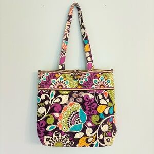 Vera Bradley | Plum Crazy Medium Tote | 14 x 12 x 4 | Popular Pattern Quilted